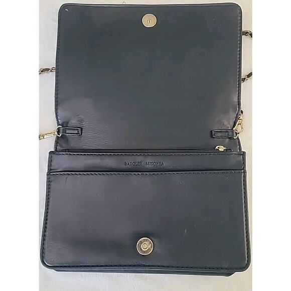 Badgley Mischka Quilted Mini Crossbody – Black/Gold Logo 9x6 - Picture 6 of 10